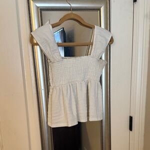 White Smocked Women's Top